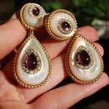 Cifeeo  Fashion Water Drop Purple Stone Dangle Earrings Trendy Green Blue Enamel Teardrop Earrings For Women Jewelry 2022 New