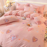 Cifeeo Colorful Rainbow Bedding Set with Duvet Cover  Bedsheet Pillowcase Fashion AB Version Pattern Quilt Cover Bed Linen All Season