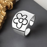 Flower Ring for Women Glossy Little Red Flower Open Ring INS Minimalist Fashion Rings Wholesale Jewelry for Men