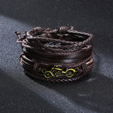 Christmas Gift Vnox 4Pcs/ Set Braided Wrap Leather Bracelets for Men Vintage Life Tree Rudder Charm Wood Beads Ethnic Tribal Wristbands