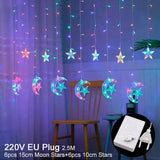 Star Moon Led Curtain Garland String Light Eid Mubarak Ramadan Decoration Islam Muslim Party Decor Eid Al Adha Gift Eid Mubarak