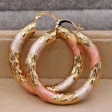 Trendy Gold Filling Hoop Earrings for Women Filled - Crude Tube Swirl Multilayer Circle 3-Color Plated Wedding Earring Jewelry