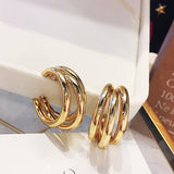 2021 Minimalist Gold/Silver Color Round Earrings for Women Trendy Geometric Hoop Statement Earrings Party Fashion Jewelry Gift