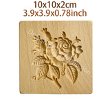 Cookie Cutter Mold Wooden 3D Embossing Baking Tool Rose Flower Patten Cake Decorating Gingerbread Press Provance Biscuit Mold