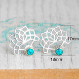 Cifeeo  Boho Ethnic Openwork Lotus Stud Earrings Tribal Silver Color Removable Multifunctional Earring For Women