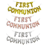 1set First Holy Communion Gold Balloons Bunting Banner Religious 1st Confirmation Christening Wall Decoration Photo Props Ballon