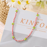 Cifeeo Trendy Bead Strand Beaded Choker Necklace For Women Bohemian Colorful Handmade Short Daisy Pearl Necklace Collar Jewelry