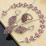 Cifeeo  Natural Red Garnet Beads Jewelry Set For Women Wedding Bohemian Earring Birthstone Necklace Set