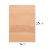 10pcs Transparent Window Kraft Paper Bags Stand Up Pouches Tea Coffee Bean Gift Candy Wrapping Supplies Food Storage Zipper Bags
