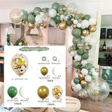 Cifeeo 1set Forest Green Garland Arch Kit Gold Balloons 4D Chrome Metallic Foil Balls Party Decor Wedding Birthday Baby Shower Globos