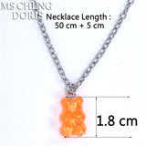 Christmas Gift Handmade 33 Styles Colors Cute Resin Gummy Bear Chain Necklaces, Candy Color Pendant For Women&Girl Daily Jewelry Party Gifts