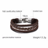 Christmas Gift Vnox Vintage Rudder Charm Bracelet for Men Multi-layer Leather Rope Bracelets Bangles 7.87" pulseira masculina