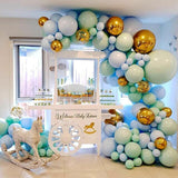 Macaron Blue Silver Happy Birthday Balloon Garland Arch Metal Ballons Set Wedding Baby Shower Boy Girl Birthday Party Decor Kids