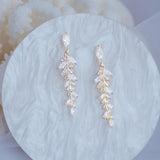 Exquisite Design Leaf Tassel Stud Earring for Women Micro Pave Zircon Earring Bohemia Jewelry Accessories