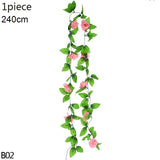 Christmas Gift Wisteria Artificial Flower Vine Ivy Leaf Garland Silk Rose Flowers Rattan String Vine Wedding Arch Flower Home Garden Decoration