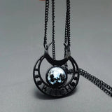 Punk Gothic Witch Black Moon Necklace Triple Moon Goddess Blue Stone Necklace Women Black Moon Necklaces Pendants Jewelry Gift