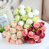 Christmas Gift 1 Bouquet Artificial Rose Bouquet Decorative Silk Flowers Bride Bouquets for Wedding Home Party Decoration Wedding Supplies1