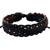 Vintage Wood Beads Bracelet Fashion Hand-knitted Multi-layer Leather Feather Stone Bracelet and Fashion Men's Bracelet Gift