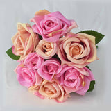 9pcs/set 4cm 7cm Silk Rose Flower Bouquet Real Touch Fake Flowers for Wedding Decoration Bridal Hold Bouquet Home Garden Supplie
