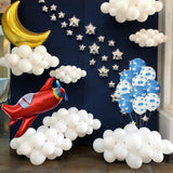 12 Inch Kids Birthday Party Supplies Air Ball Blue White Cloud Balloon And Boy Airplane Toy Birthday Decoration Hawaiian Theme