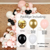98pcs Pink White Black Wedding DIY Balloons Arch Garland Kit Chrome Rose Gold Globos Birthday Party Decor Baby Shower Supplies