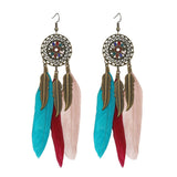 Cifeeo  Creative Retro Ethnic Women's Earrings Long Bohemian Style Feather Tassel Earrings