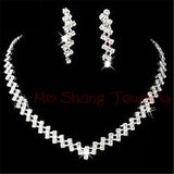 Christmas Gift Luxury Crystal Bridal Wedding Jewelry Sets African Beads Silver Color Rhinestone Women Girls Necklace Sets Engagement Party Gift