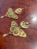 Mystical Moth & Moon Earrings, Hypoallergenic Butterfly Luna Moth Insect,Wanderlust Jewelry