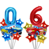 1 Set Large Size Cartoon Car Foil Balloon Set Blue Red 32 Inch Number Star Helium Globos Birthday Party Decoration Ball Boy Toys