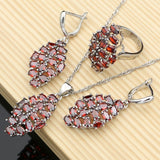 Cifeeo  Natural Red Garnet Beads Jewelry Set For Women Wedding Bohemian Earring Birthstone Necklace Set