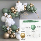 Cifeeo Balloon Garland Green Baby Shower Wedding Birthday Hen Party Decoration Bridal Shower Green White Chrome Gold Ballon 137Pcs/Set