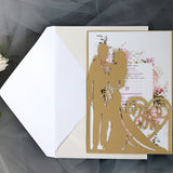 1pc Sample Bride And Groom Laser Cut Wedding Invitations Card Love Heart Greeting Card Valentine's Day Wedding Party Decoration