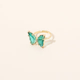 HZ 2023 New Korean Transparent Rhinestones Crystal Butterfly Colorful Acrylic Adjustable Rings for Women Girls Sweet Jewelry