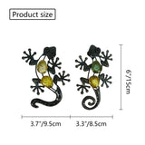 Christmas Gift 2pcs Metal Gecko with Glass Wall Decor for Home Decoration Outdoor Animal Statues Accessories Sculptures of Jardin Brother