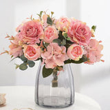 Christmas Gift Beautiful Hydrangea Roses Artificial Flowers for Home Wedding Decorations High Quality Autumn Bouquet Mousse Peony Fake Flower