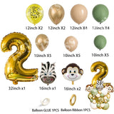 33pcs Avocado Green Metal Gold Balloon Kit With Figure Balloons For Kids Birthday Jungle Safari Party Decor DIY Home Supplies