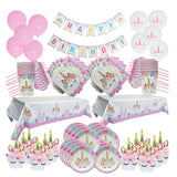 Unicorn Party 3-tier Cup Cake Stand Paper Plates Cups Balloon Birthday Party Decoration Kids Unicornio Party Girls Baby Shower