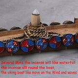 Christmas Gift With 10Cones Free Gift Waterfall Incense Burner Ceramic Incense Holder Viking Dragon Boat,Option for Mixed Incense Cones