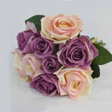 9pcs/set 4cm 7cm Silk Rose Flower Bouquet Real Touch Fake Flowers for Wedding Decoration Bridal Hold Bouquet Home Garden Supplie