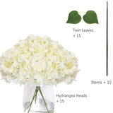 Christmas Gift Silk Hydrangea Flowers Artificial Flowers Heads with Twin Leaves and Stems for Home Wedding Party Decorations