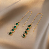 New Luxury Green Square Tassel Ear Line Korean Fashion Jewelry Party Girl's Exquisite Earrings For Woman ’s Acc