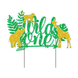 Wild One Kids 1st Birthday Party Palm Leaf One Cake Topper Baby First one year old Birthday party Cake Decor Jungle Safari Party