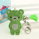 Heart Keychain Leather Tassel Key Holder Metal Crystal Key Chain Keyring Charm Auto Pendant Gift