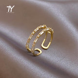 Luxury Zircon Double Student Opening Rings For Woman New Fashion Gothic Finger Jewelry Wedding Party Girl's Sexy Ring