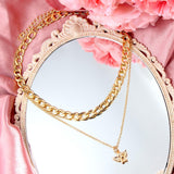 New Fashion Angel Pendant Necklace Multilayer Gold Silver Color Metal Chain Necklace Collar Women Punk Hip-hop Jewelry