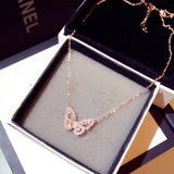 Ins Hot Sale New Arrive Zirconia Butterfly Necklace Charm Bling CZ Rose Gold Butterfly Jewelry Pendant Bijoux for Women Girl