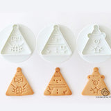 3Pcs/Set Christmas Snowman Santa Claus Elk Bear Cookie Mold Christmas Gift Plastic Christmas Pattern Mold DIY Baking Tools