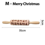 Christmas Pattern Rolling pin Wooden Embossing Biscuit Fondant Baking Tools Reindeer Dough Engraved Roller Trees Socks Bells