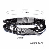 Christmas Gift Vnox Vintage Rudder Charm Bracelet for Men Multi-layer Leather Rope Bracelets Bangles 7.87" pulseira masculina