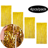 4pcs/Pack Glitter Backdrop Fornite Curtain Bachelorette Party Birthday Party Decorations Tinsel Curtain Wedding Decoration Birth